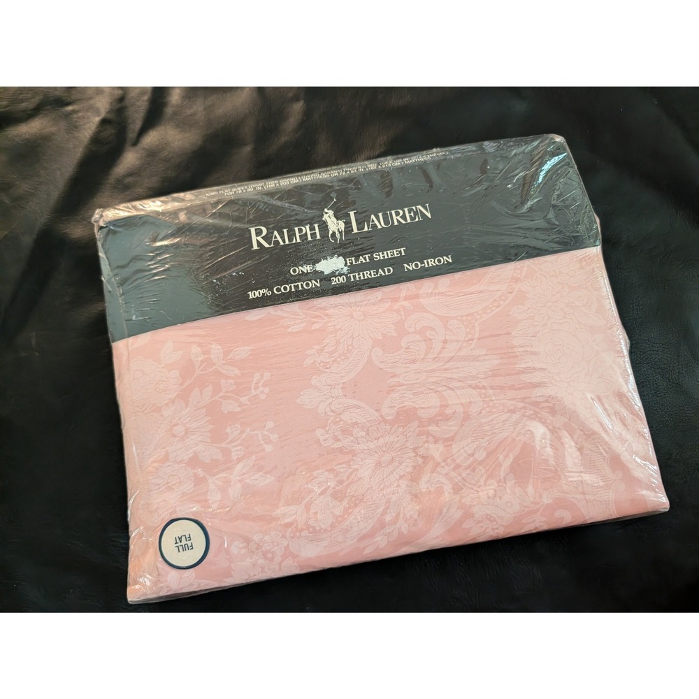 Ralph Lauren Full Flat Sheet Pink Damask Floral 100% Cotton 200TC Vintage NEW